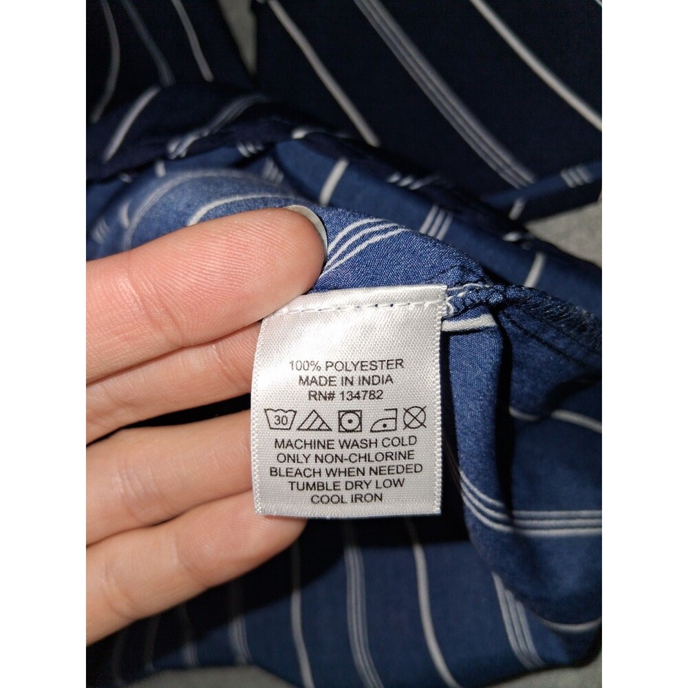 Hint Of Blush 3/4 Bell Sleeve Midi Dress Small Navy Blue Pinstripe Nautical - Picture 11 of 12